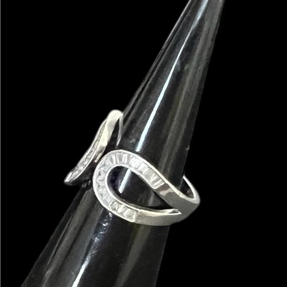 Silver plated ring adjustable size paved clear CZ - Picture 7 of 12